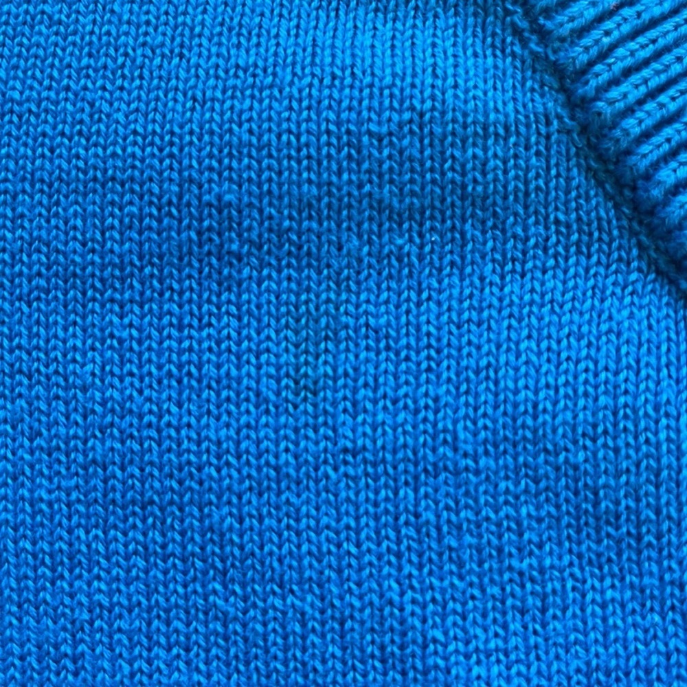 Lauren Ralph Lauren Vintage V-Neck Collared Embroidered Knit Deep Ocean Blue  L - Picture 12 of 12